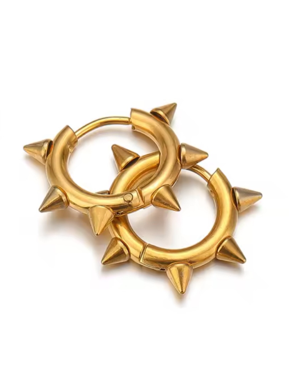Gold Spiked Hoop Earrings - Bold Women Jewelry